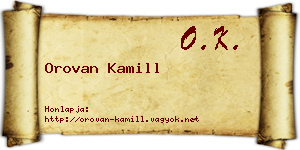 Orovan Kamill névjegykártya